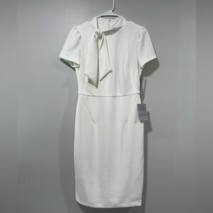 NWT!! Nordstrom Maggy London White Midi Dress with Bow Accent